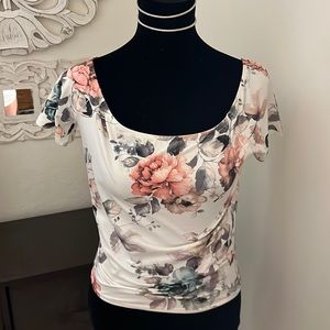 new floral tee. off the shoulder or not.
